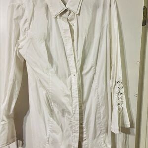 Soft Surroundings Classic White Blouse with corset detail